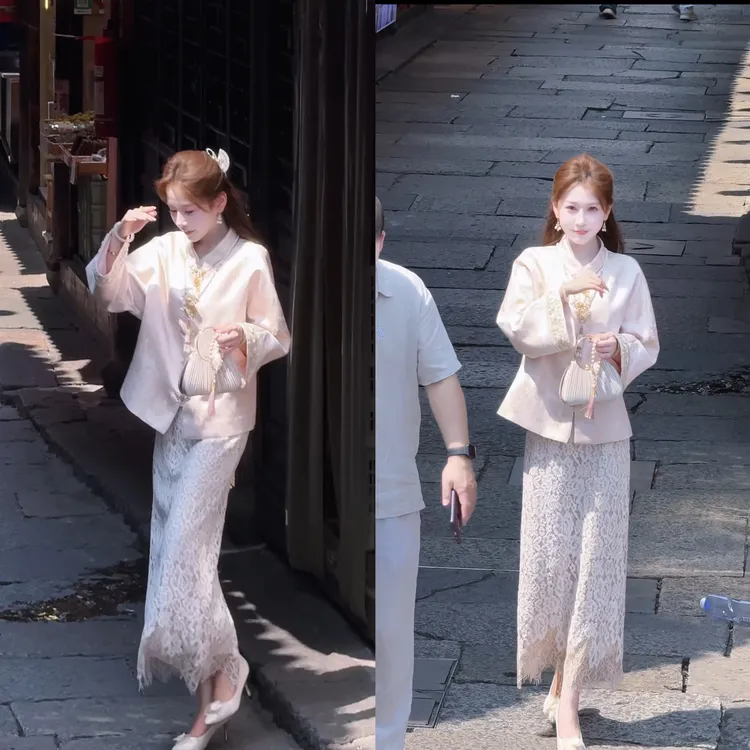 【婷婷】《国色天香》天 丝刺绣贵气 蕾丝半裙套装 TT2SQTL2229