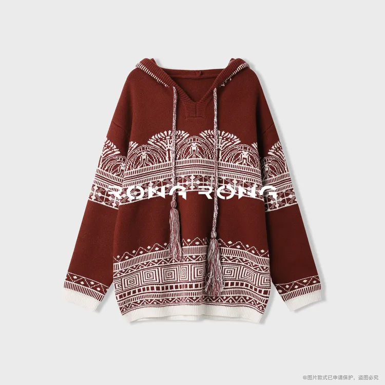 溶溶【卢浮画廊】RONGRONG 丝光羊毛莱赛尔桑蚕丝流苏毛衣9278RR