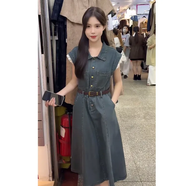 【法夏尔芳芳严选】2025新款小众高级小个子复古牛仔连衣裙女929#