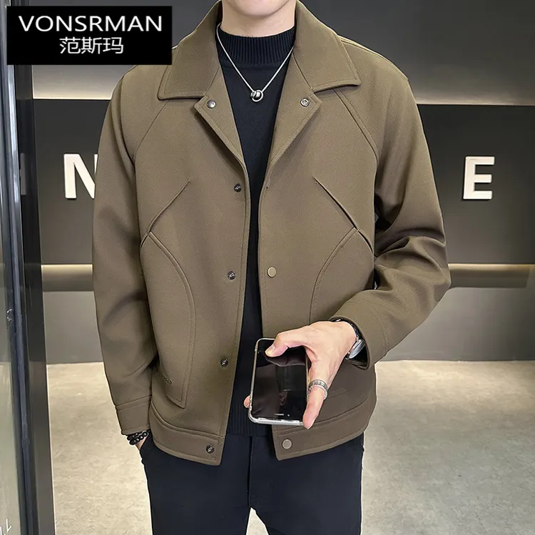 男士外套秋季2025新款轻奢潮牌高级感翻领衣服男款潮流休闲夹克
