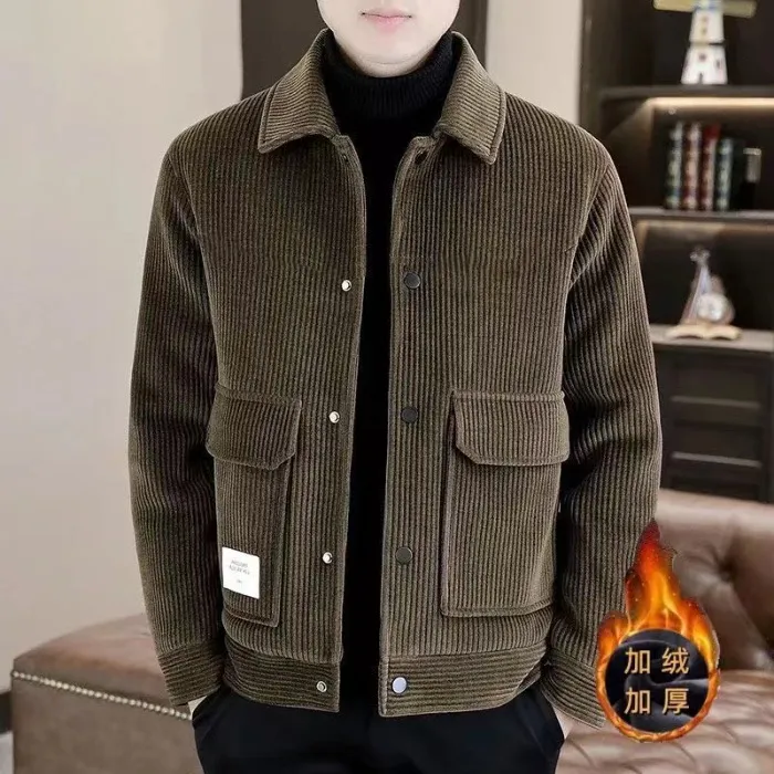 灯芯绒男士外套2026秋冬款宽松保暖衣服外穿潮流时尚休闲男装夹克