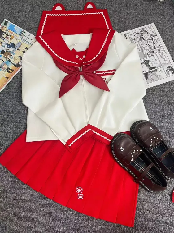 【喵扑扑】jk原创水手服可爱学生校园风日系秋季制服正版刺绣中间服