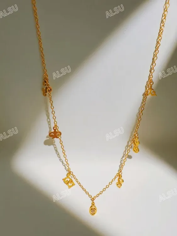 合金项链 ALSU原创经典民族风设计师多元素锁骨链轻奢长度可调节