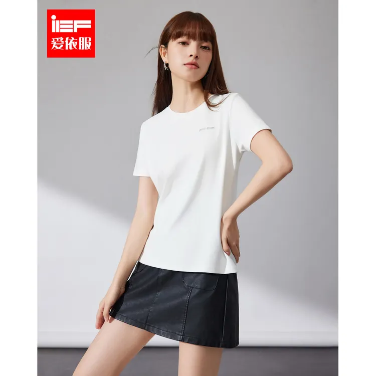 【春夏新品】IEF/爱依服短袖2025早春新款韩版T恤女欧若风圆领洋气
