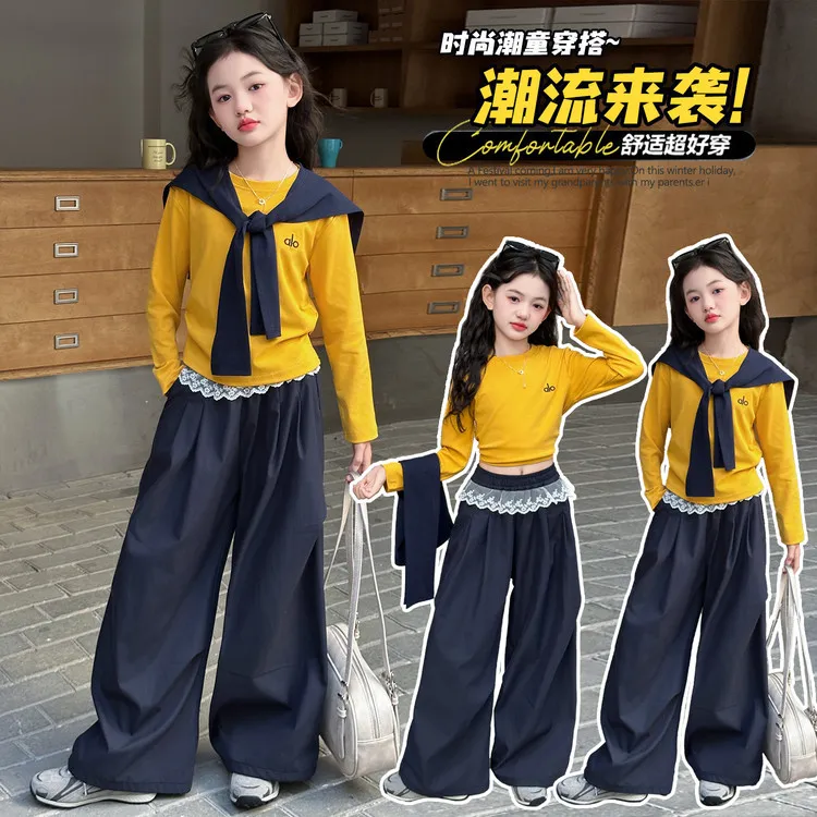 女童披肩卫衣工装裤裤子套装童装洋气儿童韩版舒适时尚潮流ol春秋