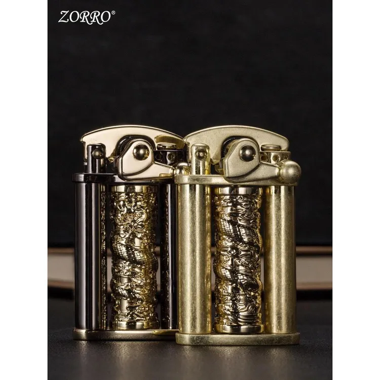 zorro佐罗黄铜煤油防风打火机个性创意龙柱摇臂时尚复古经典礼品