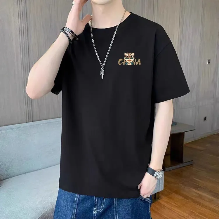 汇纳迪男士短袖夏季圆领印花纯棉新款百搭宽松韩版T恤