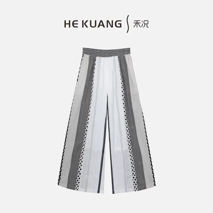 禾况HEKUANG琥珀流光【艺术织章】波点设计师通勤风阔腿裤K652 0310