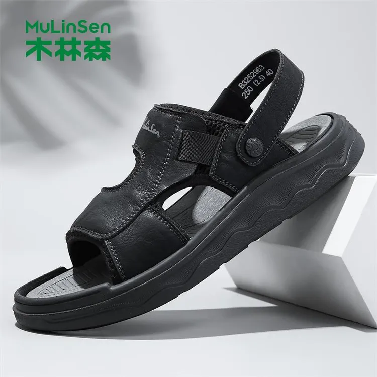 木林森凉鞋男夏季外穿2025新款休闲防滑运动开车沙滩拖鞋男式凉拖