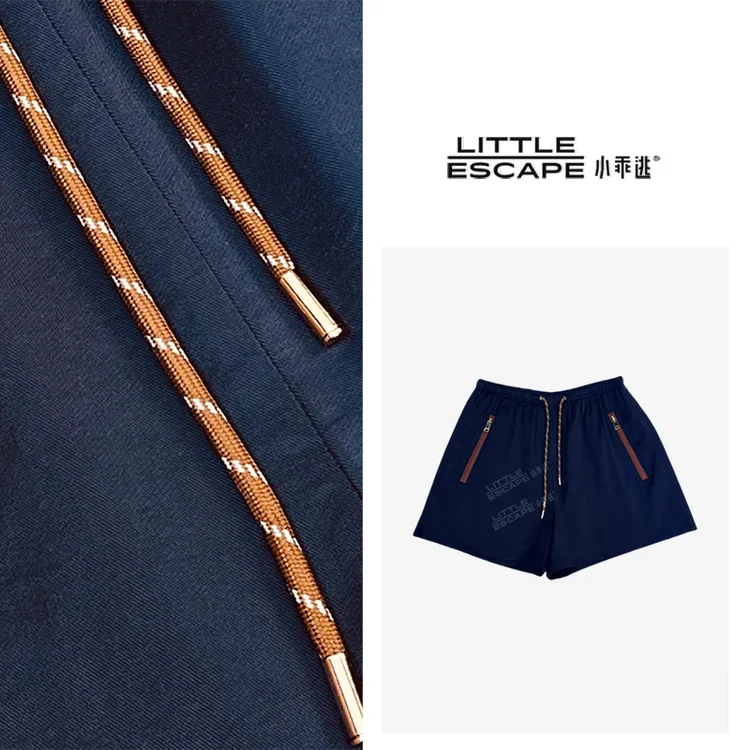 小乖逃X三色迪迪升级短裤！藏蓝短裤拉链抽绳直筒阔腿裤短裤S25370