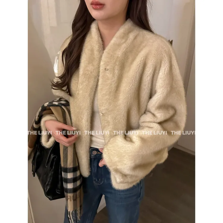 【LIUYI】凡尔赛~冬季立领环保水貂短款气质外套512214
