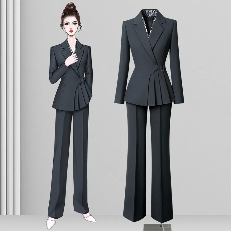 职业西装套装女高级感通勤时尚气质收腰轻奢设计感高端商务正装女