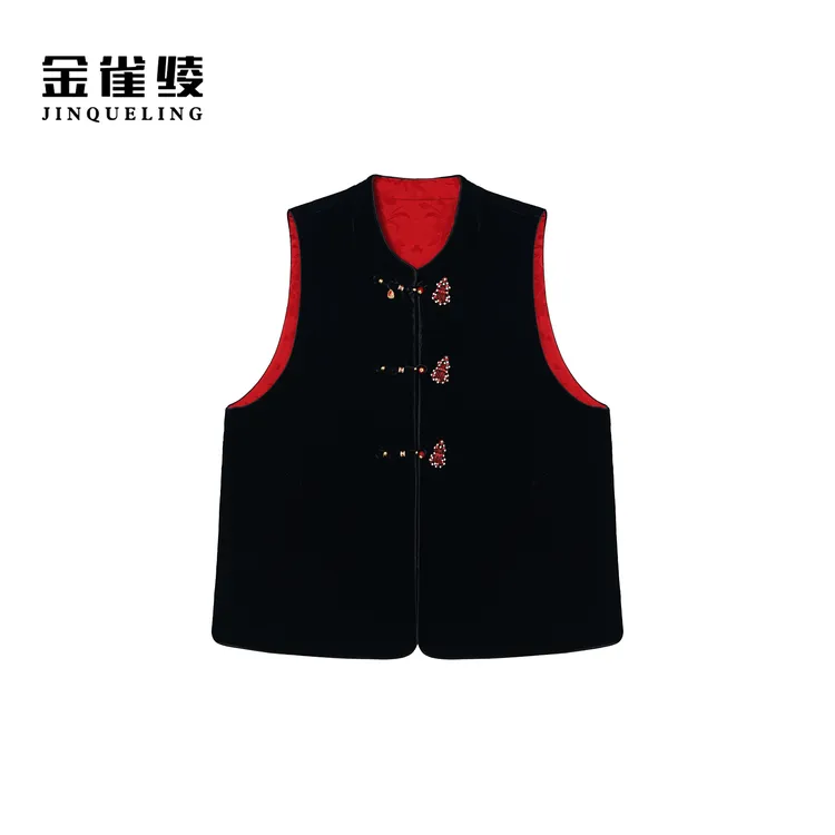 金雀绫【福禄满堂】100桑蚕丝丝绒国风保暖加宽加大棉马夹SZA4TY757