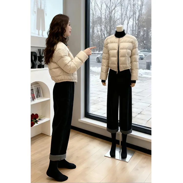 韩版保暖圆领长袖棉服女冬季2026年新款设计感加厚宽松高级感外套