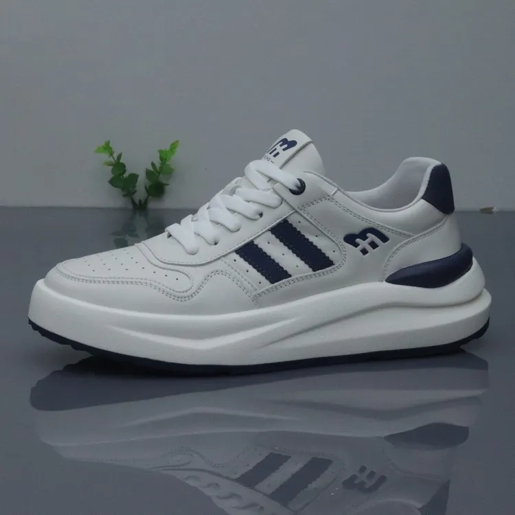 头层牛皮秋季低帮时尚透气休闲男士男款真皮厚底高档潮流男鞋潮鞋