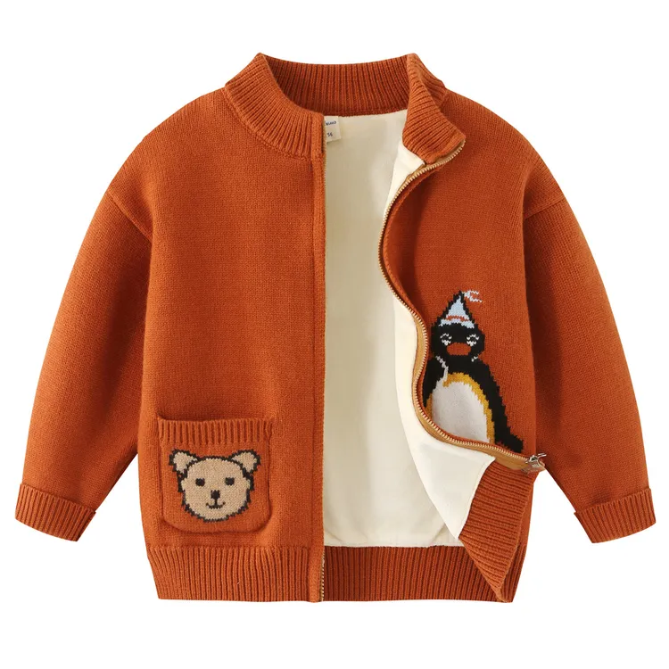 男童毛衣开衫2025秋冬新款童装中大童拉链外套卡通洋气针织衫8210