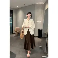 旻旻衬衫【九粒相思豆】小众设计感开叉显气质长袖衬衫上衣女20285