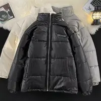 5305-BY美式痞帅PU皮棉衣男女宽松棉服外套男秋冬加厚棉袄面包服