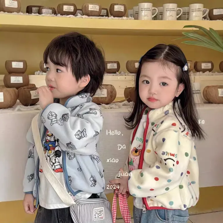 大小卷儿童新款加厚外套男童洋气卡通奥丽绒绵柔宝宝加绒外套