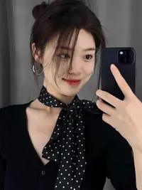 ins风穿搭配饰复古黑色波点性感小领巾