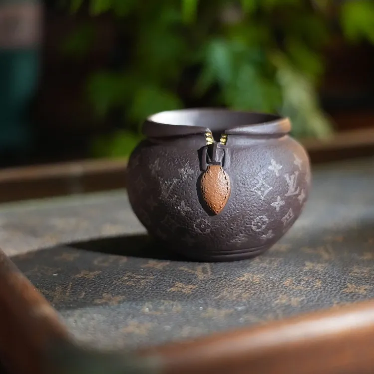 紫砂包包杯名家纯手工复古大容量侘寂风茶道创意品味主人杯家用