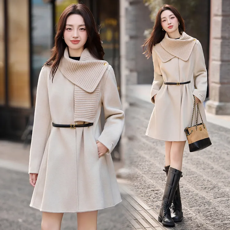 设计感可拆卸斗篷双面羊毛大衣女2025秋冬时髦收腰显瘦毛呢子外套