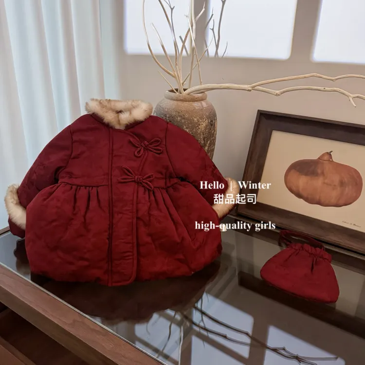 巴拉巴拉适用女童冬装棉服外套新款中国风冬季加绒加厚小女孩洋气
