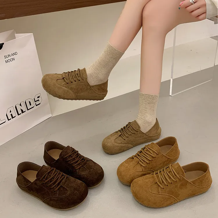 芒果头秋季新款爆款复古勃肯鞋女两穿平底小众百搭学生博肯豆豆鞋