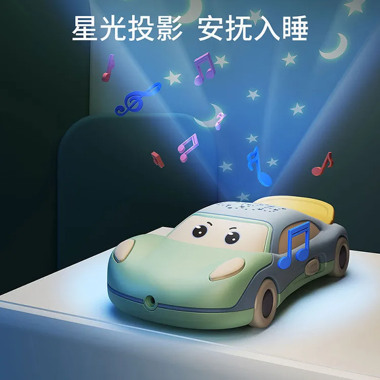 儿童音乐投影手机双语卡通汽车安抚玩具宝宝可咬牙胶