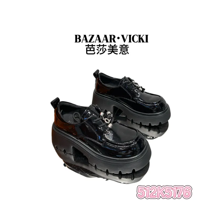 BAZAAR VICKI/芭莎美意512K5176百搭系带不累脚复古甜辣乐福鞋
