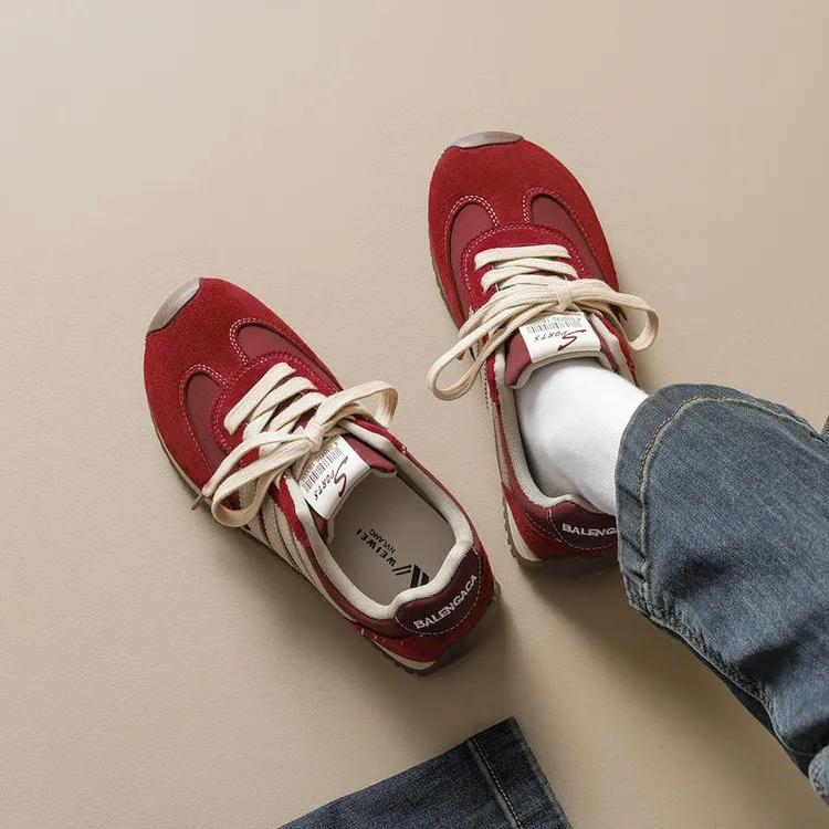 CHEN STREET鞋局新款带条纹款德训鞋秋冬复古阿甘鞋运动鞋女厚底