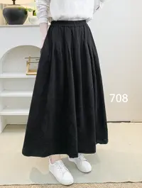 61款高品质秋季新款韩版提花高腰水洗棉文艺休闲复古松紧腰半身裙
