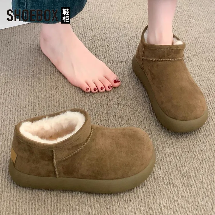 达芙妮旗下鞋柜小土豆勃肯鞋女2025新款冬短靴加绒雪地靴保暖棉鞋