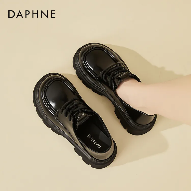 达芙妮黑色乐福鞋女秋季2025新款厚底百搭英伦皮鞋舒适不累脚单鞋