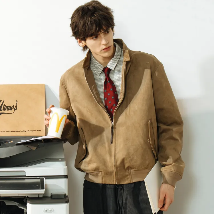 UTIMUS哈灵顿麂皮绒夹克外套G9休闲立领秋冬宽松复古老钱通勤职场