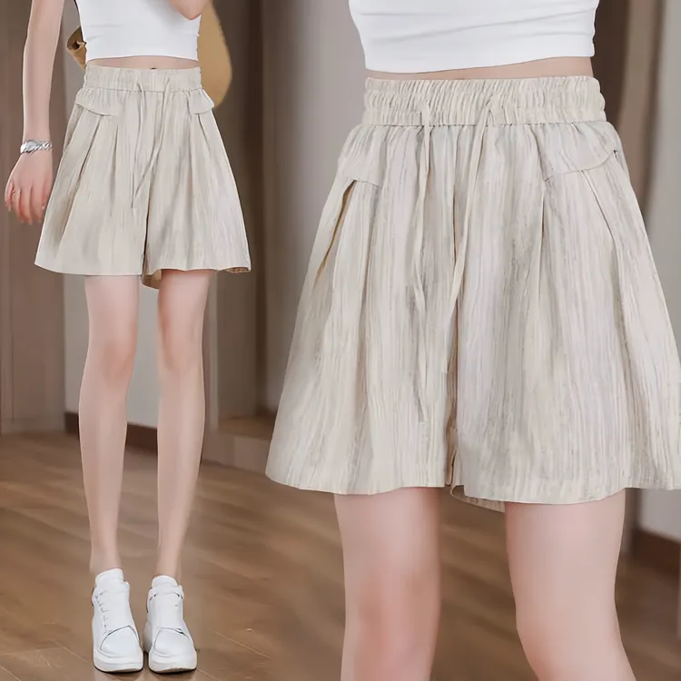 宽松高腰时尚百搭新款纯色休闲裤女短裤裙2025夏季