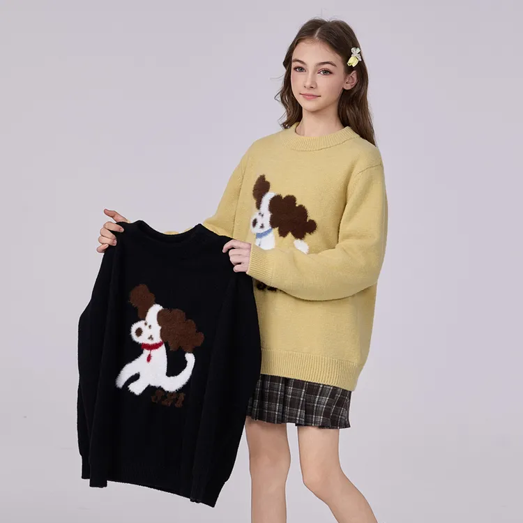 2378【现货】女童加绒毛衣新款爆款秋冬款洋气圆领套头女孩可外穿