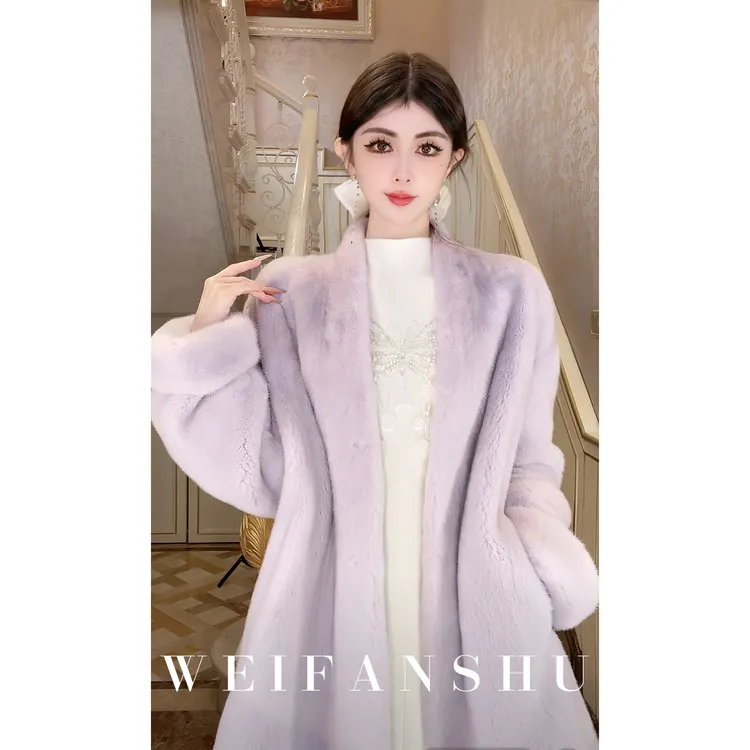 WEIFANSHU/魏凡舒【暗夜法拉利红】秋冬进口天鹅绒水貂外套红人上新