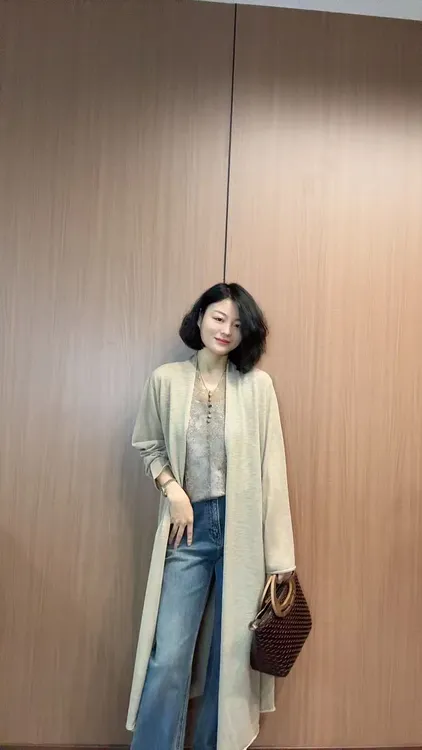 TANTAN  气质休闲时尚长款薄款针织开衫688