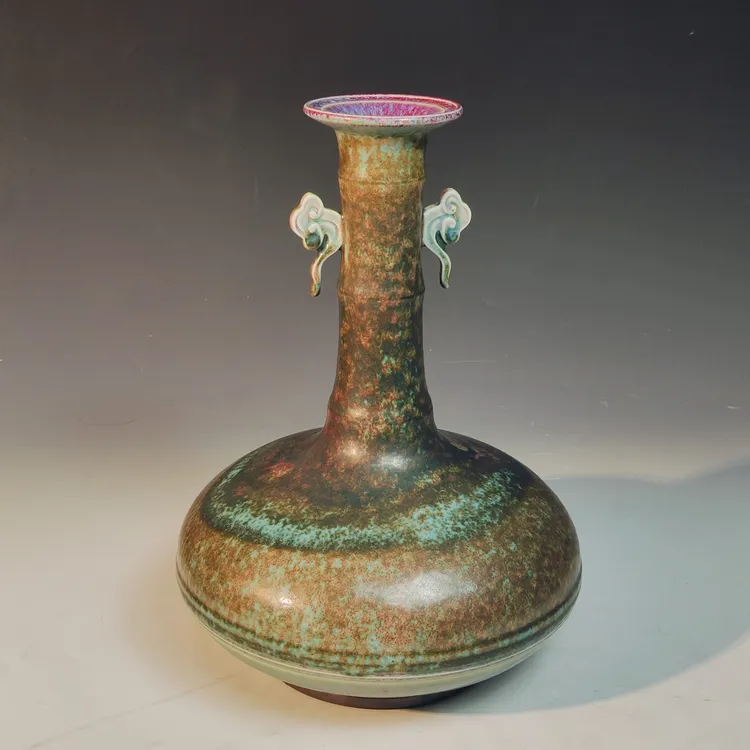 钧瓷无冕之王百年郗家炭烧纯手工夸张难度青云直上凭自然窑变