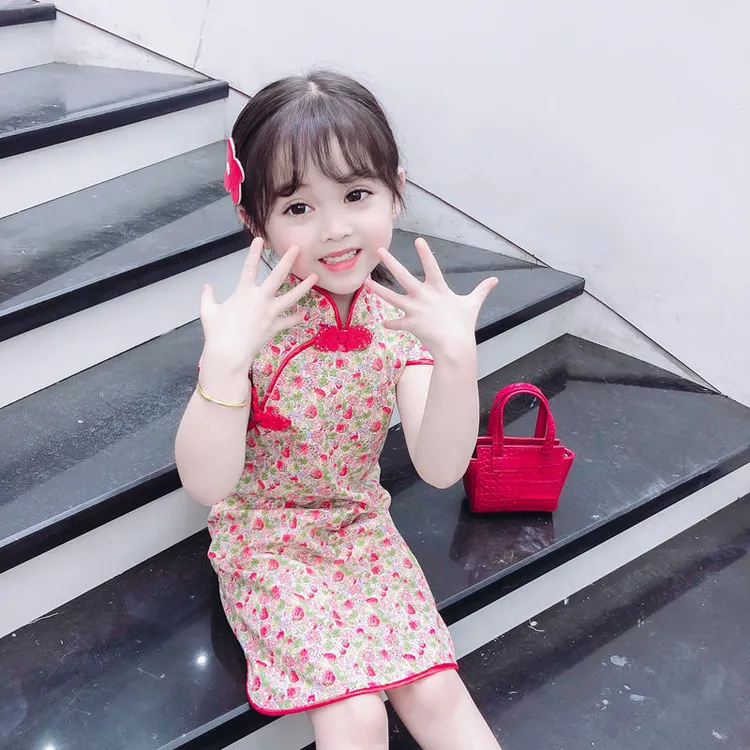 潮款女童旗袍裙夏童装女童2025新款夏装儿童旗袍裙公主裙中国风连