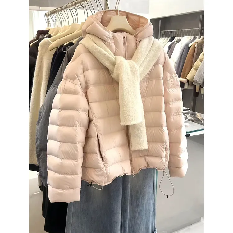 parkyeon韩系少女粉色长袖连帽面包服外套女冬季保暖百搭棉服棉袄
