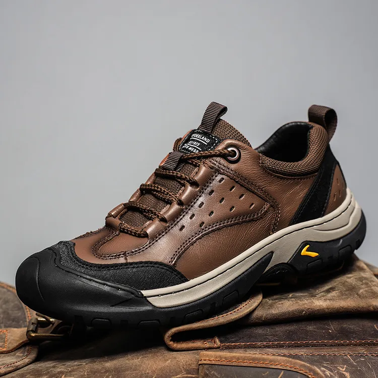 外贸真皮运动鞋男款2025新款秋季户外防滑登山鞋休闲鞋男工装鞋