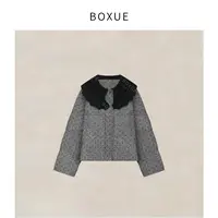 BOXUE“科伦坡”2025秋冬针织翻领波点90白鸭绒羽绒服#251207YR7447