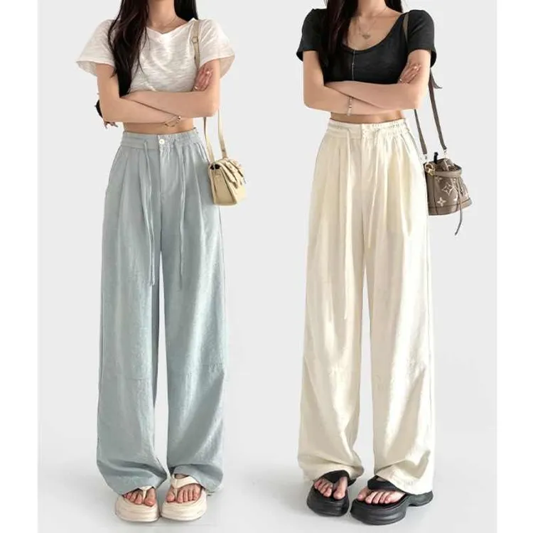 美美马卡龙色系山本裤凉感轻薄夏季白色阔腿裤女慵懒显瘦设计防晒
