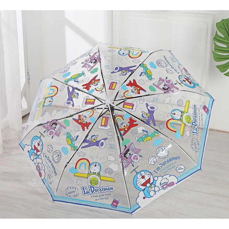 【艺凡】哆啦a梦雨伞儿童可爱卡通透明雨伞三折伞全自动直柄伞折叠