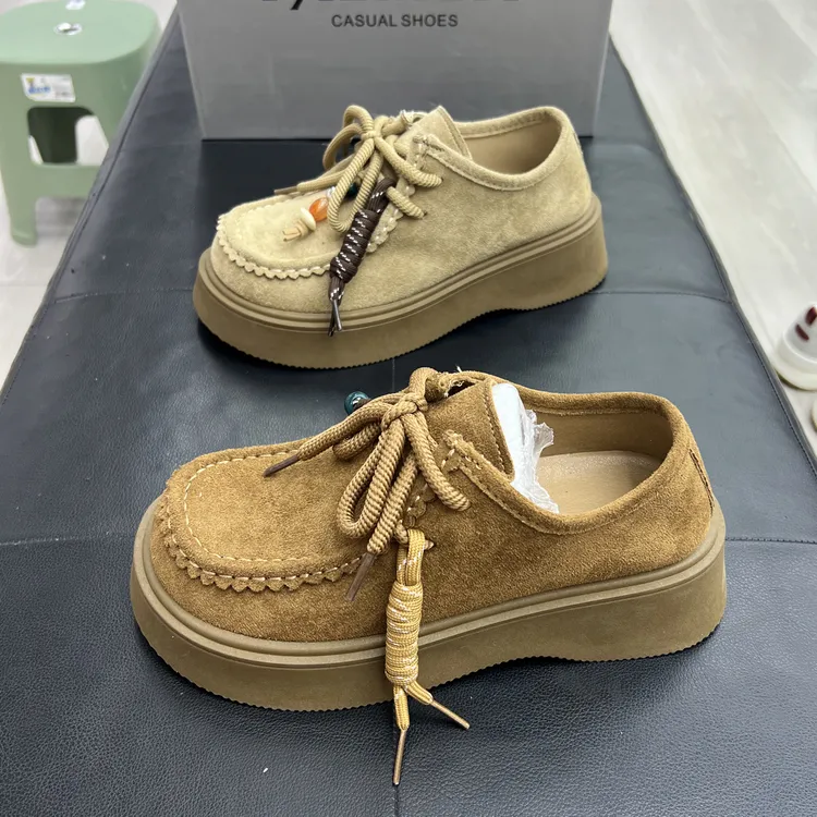 松糕底女鞋博肯鞋串珠薄款韩版增高车缝线秋季单鞋女潮鞋厚底低帮