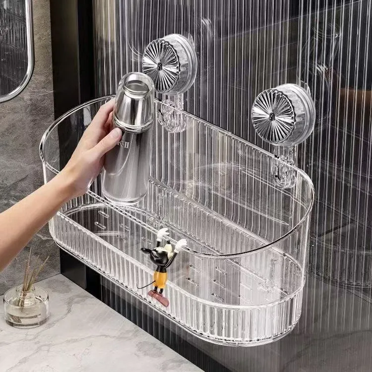 吸盘置物架浴室卫生间化妆品收纳架壁挂式免打孔洗手洗漱台收纳盒