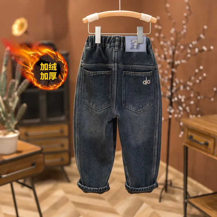 【直筒裤】加绒裤子男童韩版儿童牛仔裤男童裤子宽松男宝裤子7968