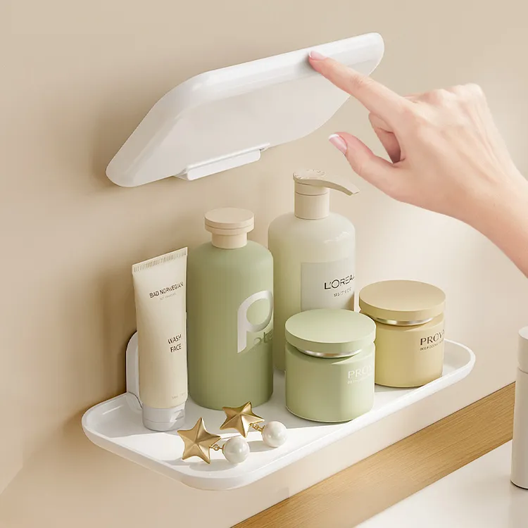 可折叠墙上置物架免打孔卫生间手机架床头缝隙收纳架洗漱台置物架